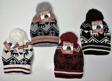 Heat Trendz Boys Insulated Beanie Knit Cable Thick Pompom Ski Hat Cap 4pk