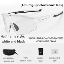 White Photochromic Sunglasses MenWomen BikeGlasses Sports Riding Cycling Goggles