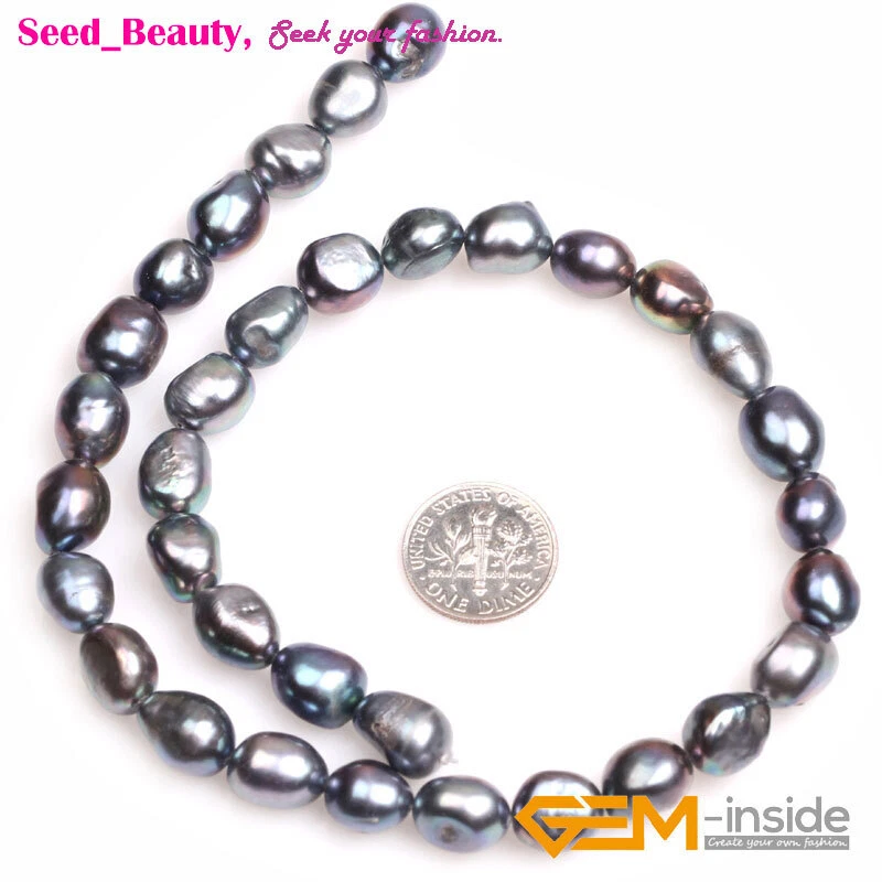 Cuentas de perlas naturales de agua dulce de forma libre para hacer joyas hebra 15"9-10x10-12 mm Foto 2 de 4