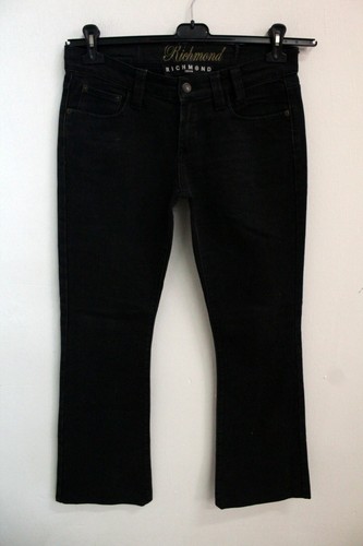 Jeans Richmond Größe 44 Frau Denim Schwarz Baumwolle Hose Frau Logo Fackel - Zdjęcie 1 z 12