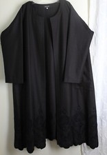 Amazing! New Eskandar Sz 2 Espresso Brown Black 48"l Boho Duster Jacket Coat