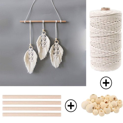 152pcs Macrame Kits for Beginners 3mm x 220yards Natural Cotton Macrame Cord ... - Picture 6 of 7