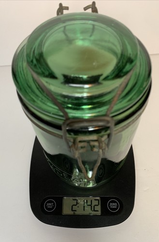 Vintage Solidex 1 Liter Einmachglas grün handgeblasenes Glas 8"" Frankreich geprägt - Bild 17 von 17