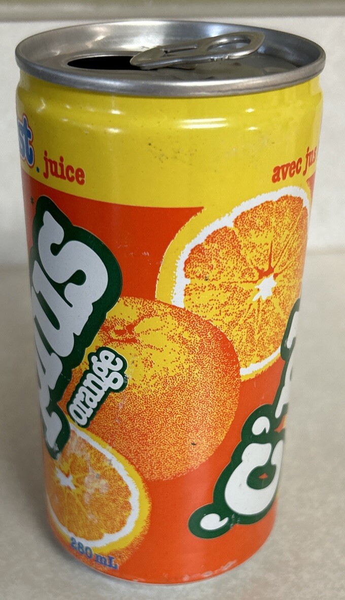 Vintage SUNKIST 'C' PLUS 280ml. Orange Empty Pull Tab Aluminum