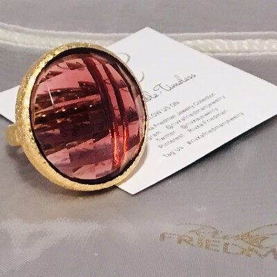 RIVKA FRIEDMAN 18 K GOLD CLAD FACETED TOURMALINE RING SIZE 7 NWT