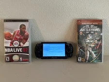Sony PSP 1001 Black - w/ Charger + 2gb Memory Card + Battlefront 2 + NBA Live 07