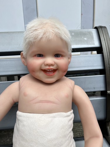 30in Reborn Baby Doll Short Hair Artist Hand-RootedToddler Boy Handmade Art Toy - Picture 3 of 8