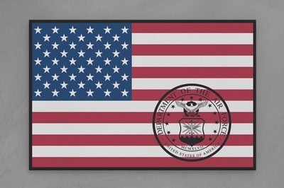 American Flag with Air Force Eagle Emblem Canvas Print, USA Wall Art Home Decor