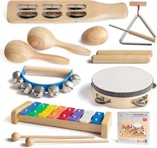 Toddler Wooden Musical Instrument Set Xylophone Maracas