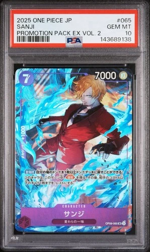 PSA 10 Sanji OP09-065 Promotion Pack EX Vol.2 One Piece Card Japanese