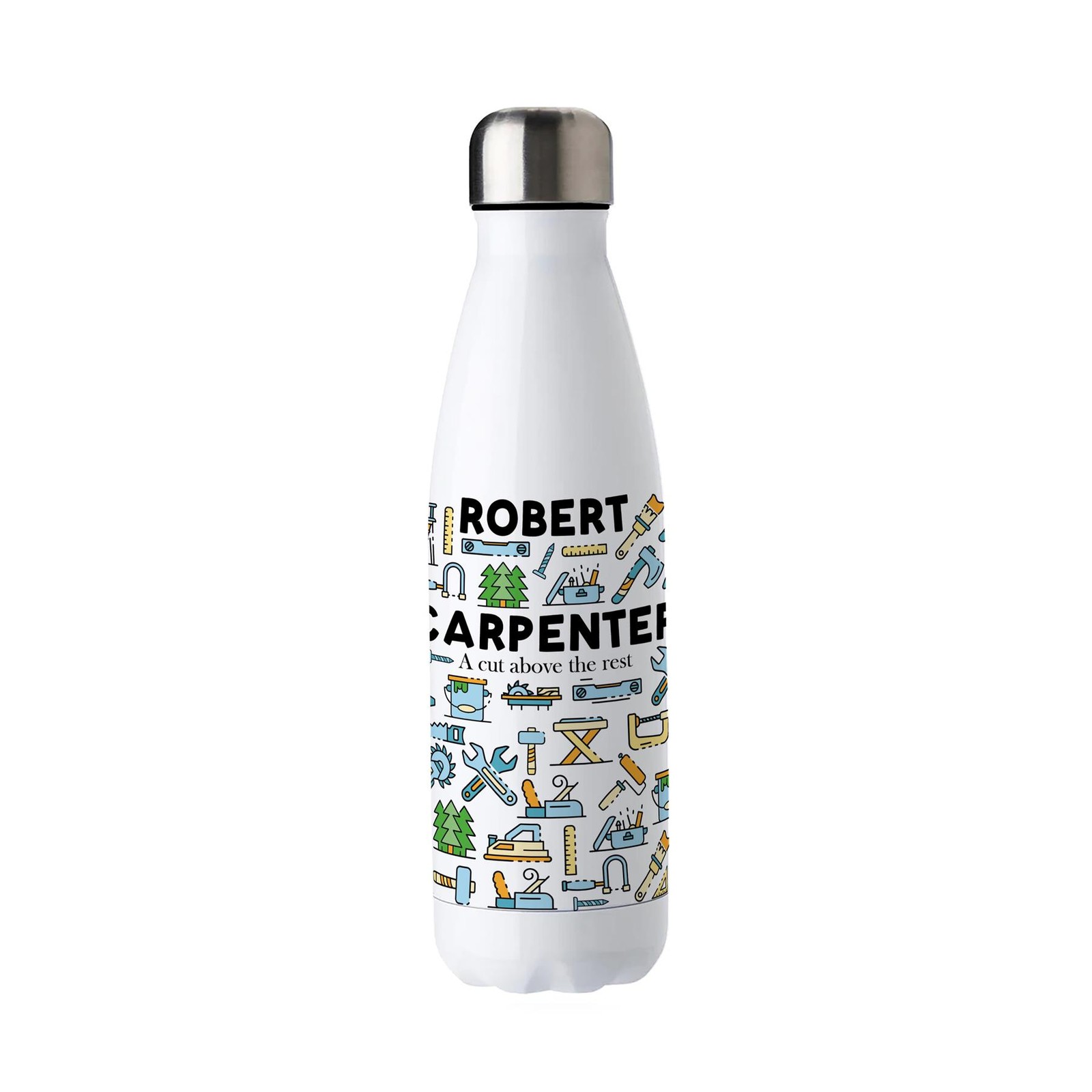 Custom Carpenter Reusable Water Bottle - 500ml Stainless Steel Tradie Gift