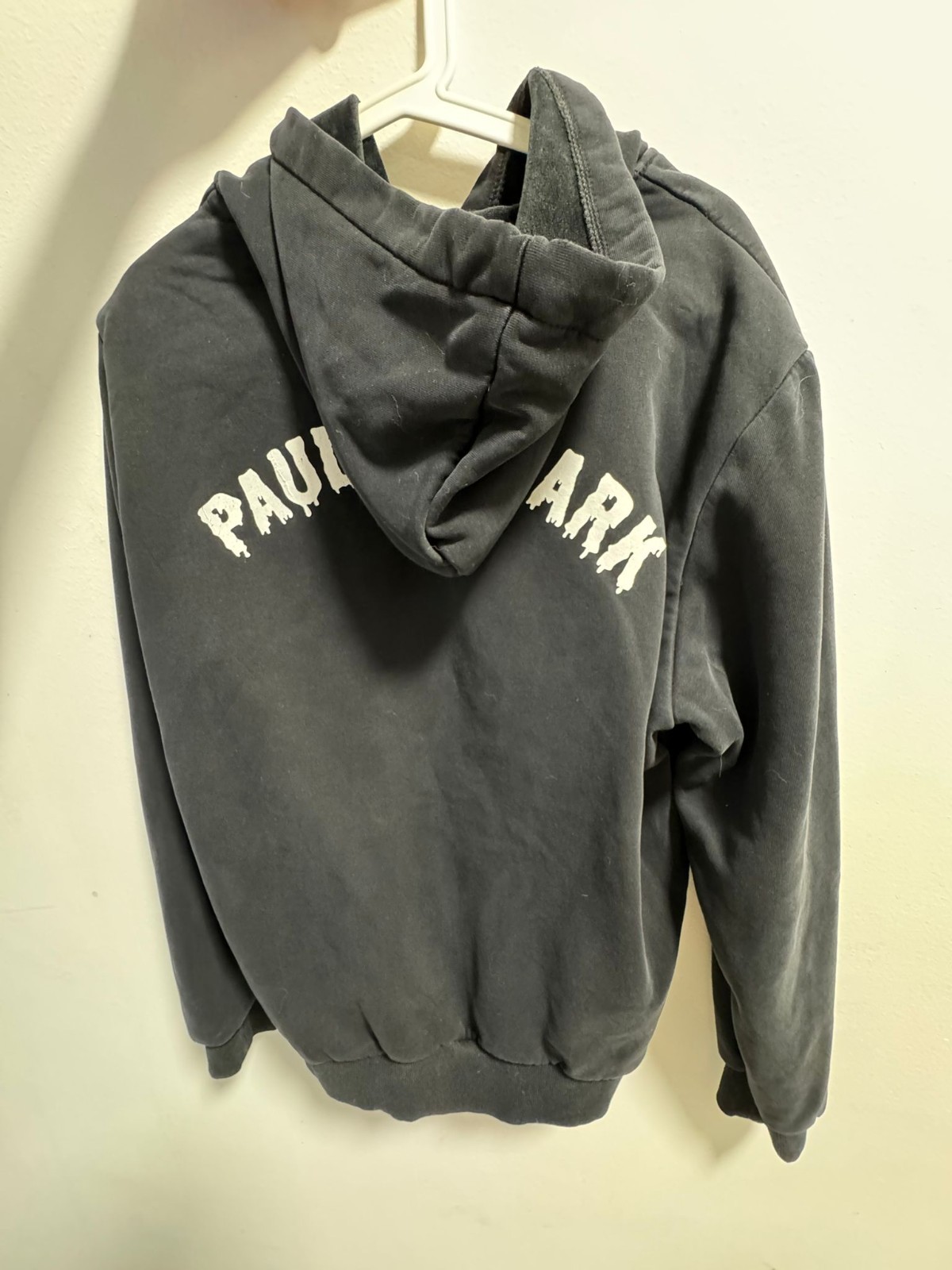 Men’s Black Graphic Hoodie Shark Print Pullover Pre-Owned Size