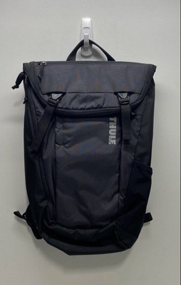 Thule Black Grid Ripstop Flap Top Laptop Commuter Backpack Padded 24-Inch