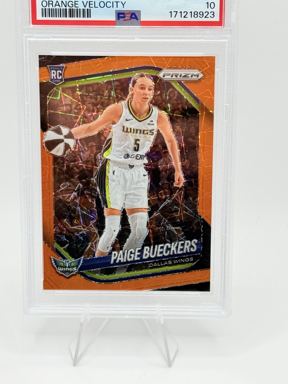 Panini Prizm WNBA 2025 Paige Bueckers Orange Velocity Prizm RC #5 PSA 10 Pop 1🔥 view 2