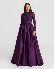 Evening Dresses Beaded Lace Appliques Satin High Neck A Line Prom Gowns Formal