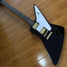 New Factory custom Electric guitar black color explorer Gold hardware