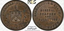 New Zealand 1874 Kirkcaldie Half Penny, 1/2 Penny Token. PCGS AU 55.