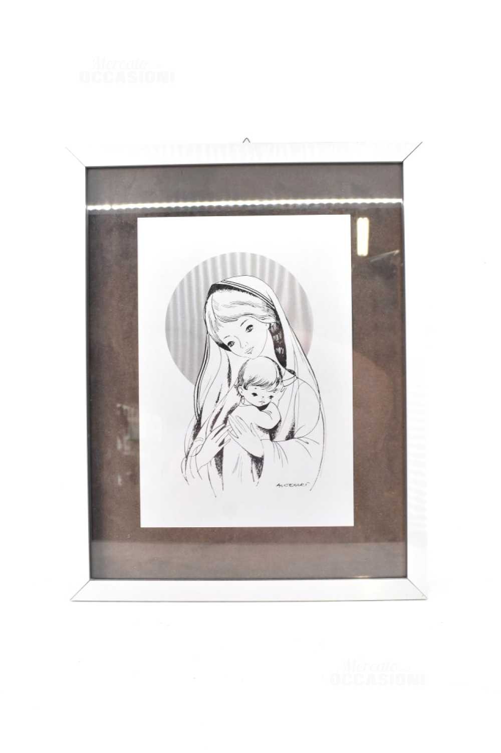 Print Of Madonna With Child A. Cesari On Aluminum Sheet Brown ...