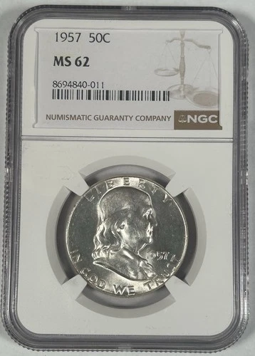 New Listing1957 Franklin Half Dollar Coin NGC MS 62