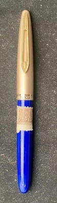 RARE DIPLOMAT BLUE FOUNTAIN PEN, NOT USED, ''F'' GOLD NIB, GOLD CAP, NO REFILL