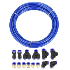 5 Meters 12mm OD Pneumatic PU Hose Air Tube Kit with 14 Pcs Push Connect Fitting