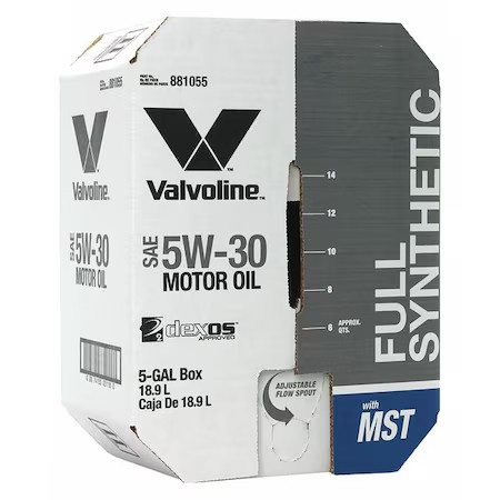 Valvoline 881055 Motor Oil, 5 Gal. Sz, 5W-30 Sae Grade, Box