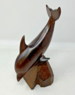 Carved Wooden DOLPHIN Figurine 7.5 inches