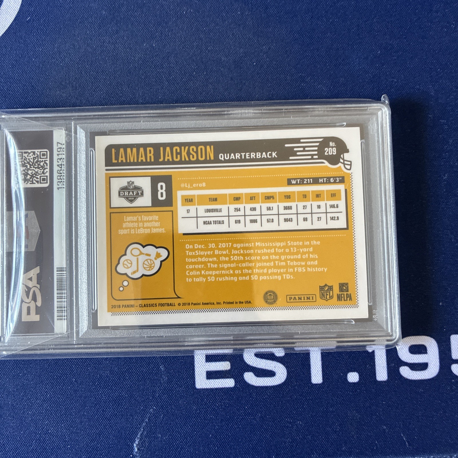 2018 Panini Classics Lamar Jackson OptiChrome Premium PSA 8. RC 🏈🏈🔥🔥 view 3