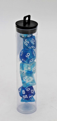 Geeknet D20 Dungeons and Dragons AD&D Translucent Blue 7-Dice Set With Container