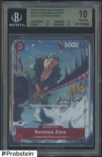 2022 23 One Piece Promos ST01013 Roronoa Zoro 3 on 3 Cup Participant BGS 10