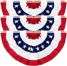 3 Pack USA 250th Anniversary American Pleated Fan Flag 4th of July Decorations,