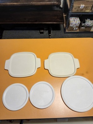 Lot Of 5 Corning Ware Plastic Lids (2)  A-1-PC (2) F V-16-PC (1) F-5-PC Used