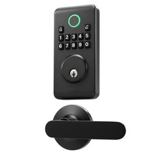 Uimoso Keyless Entry Door Lock with Handle Set, Electronic Deadbolt, Matte Black