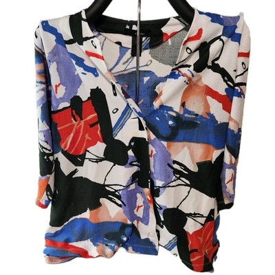 Ali Miles Jacket Women's XL Art To Wear Colorful Abstract Blouse Top Artsy READ