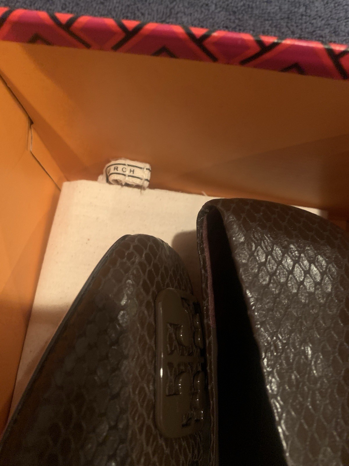 NIB! Tory Burch Georgia square toe snake ballet flats