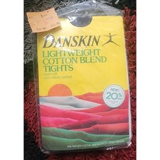DANSKIN vintage 80's LIGHTWEIGHT COTTON BLEND Tights, size D, STYLE 495, BLACK
