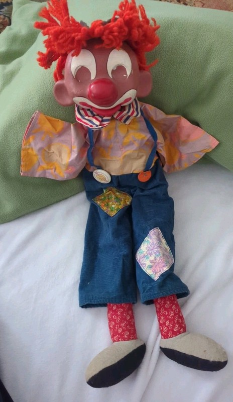 Vintage Hand Puppet Clown Mouth Moves Lip Sinc Talent Show Toy Artist Repair