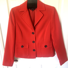 Jones New York Collection Women's Jacket Size 4 Button-Up Long Sleeve Red Lined