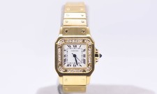 Cartier Santos Galbée Watch 23.5mm 18k Gold Factory Diamond Box Cartier Service