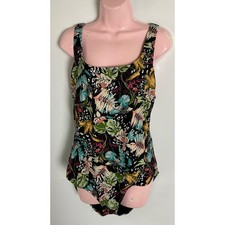 Ocean Pacific Womens XL One Piece Swimsuit Tropical Print Strappy Back