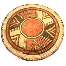 Vintage Handwoven Coiled Basket 15  Tribal Indian Southwestern Earth Tones Boho