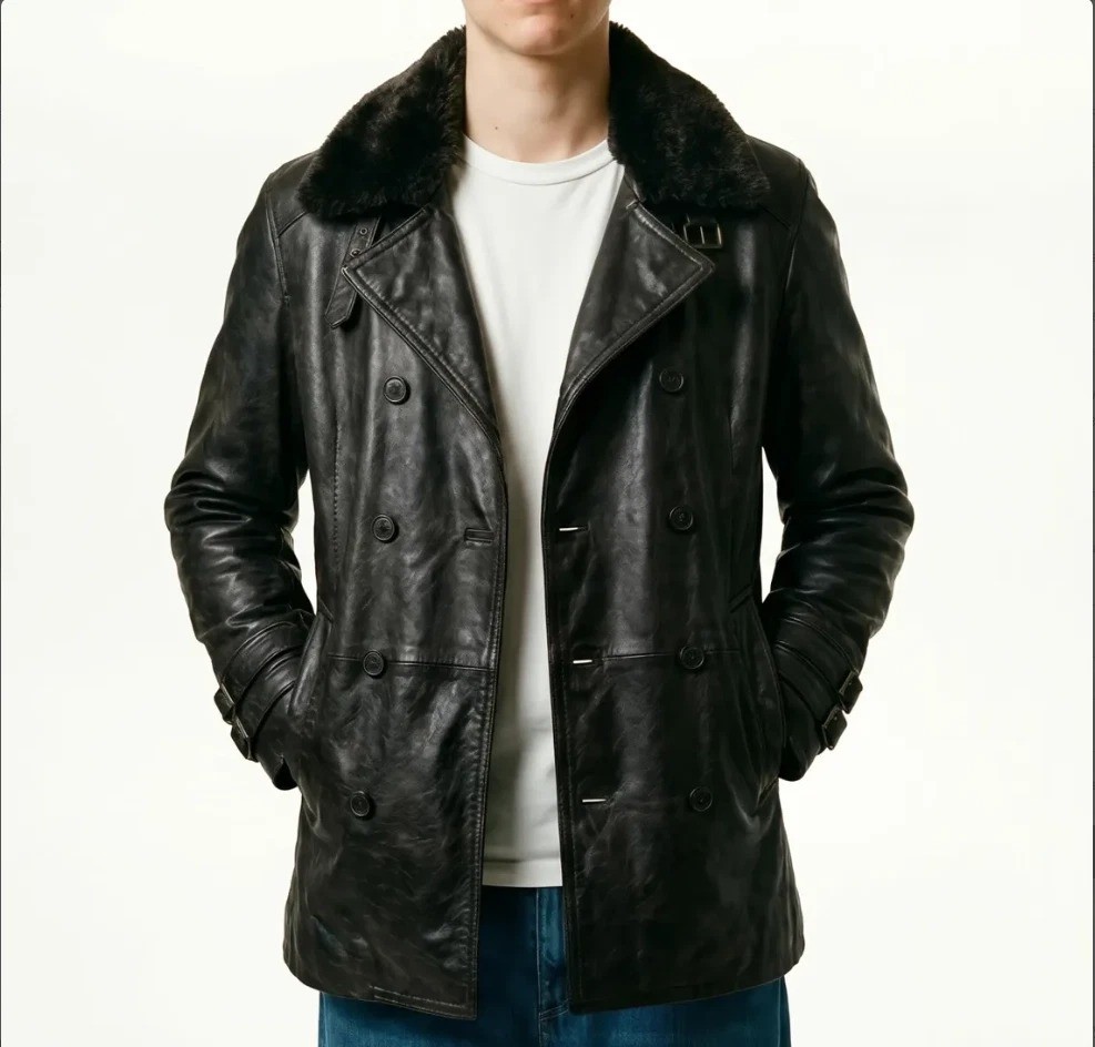 Chaqueta de cuero real negra estilo abrigo Leon S. Kennedy Resident Evil 9 Requiem RE9
