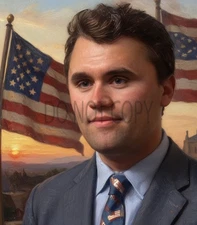 Charlie Kirk MAGA Christian Oil Painting Style Print AI Generated 8X10 Print
