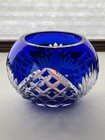 Vintage Cobalt Blue Cut-To-Clear Crystal Votive Candle Holder EXC — photo 1