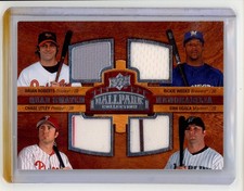 2008 UD Ballparks Quad Swatch Chase Utley Rickie Weeks Brian Roberts Dan Uggla