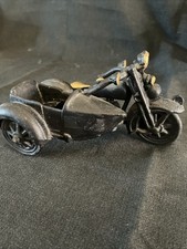 Rare Cast Iron Motorcycle W/ Sidecar  Heavy  