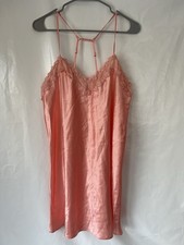 Flora Nikrooz Slip Nightgown Coral Lace Detail Short Sz L EUC