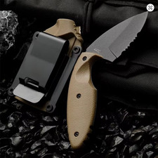 Tdi Tactical Fixed Blade Knife Law Enforcement Half Serrated Blade Coyote Brown