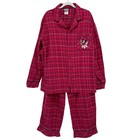Disney Mickey Mouse Plaid Flannel Pajama Set Women's Size Large Red Sleepwear