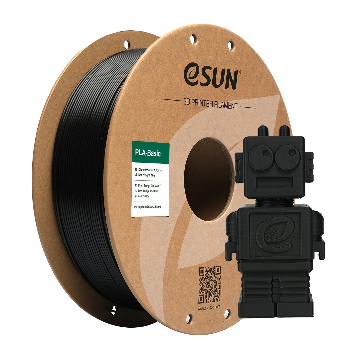 eSUN PLA Filament 1,75mm Schwarz 1kg ±0,03mm 3D Druck